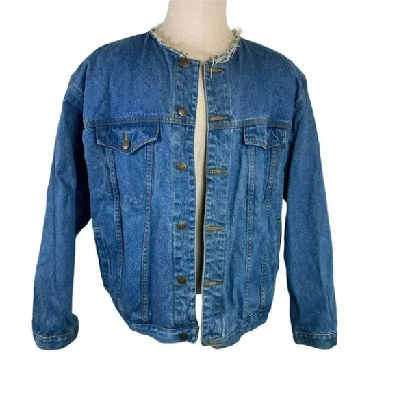 Vintage Canyon‎ Guide L collarless blue Jean jacket - Picture 1 of 6